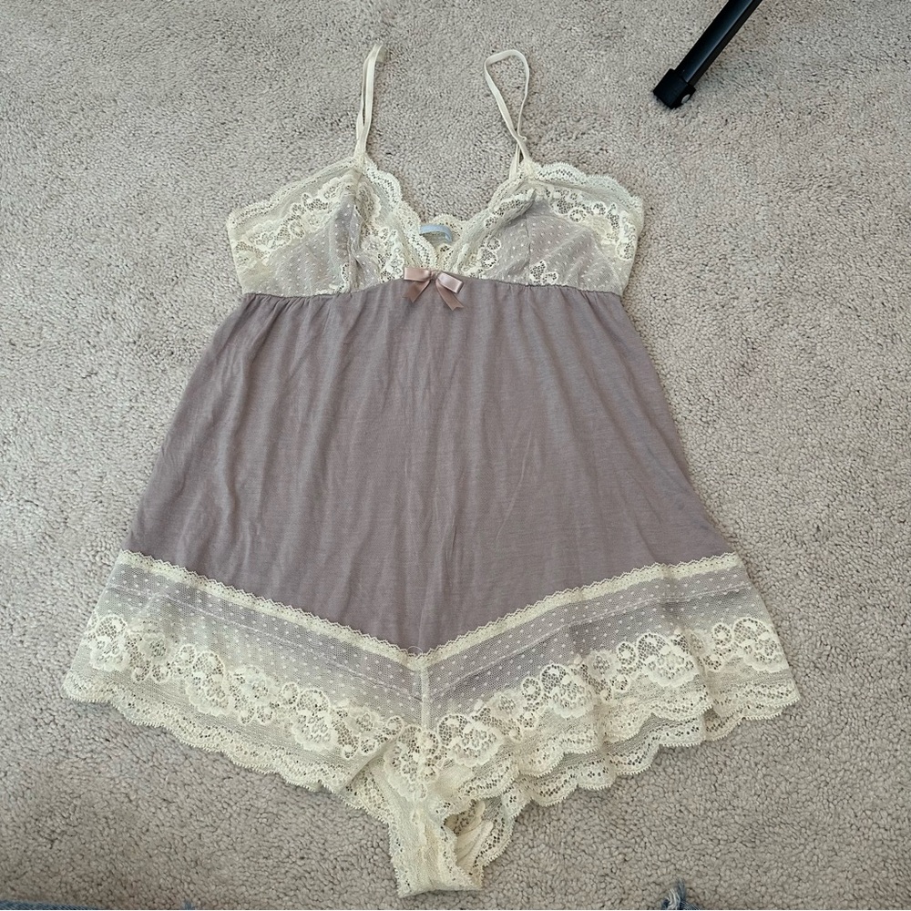 Eberjey Elegant Cream Lace Trim Chemise